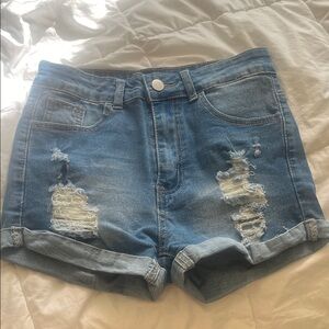 SHEIN Blue Distressed Jean Shorts